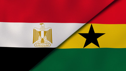 The flags of Egypt and Ghana. News, reportage, business background. 3d illustration