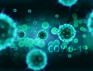 virus, coronavirus covid19 covid-19 on blue background neon, DNA, biological research