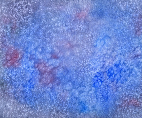 Hand drawn watercolor purple blue pattern or background water splash or ice effect made with salt. Craft paper design and wallpaper texture concept