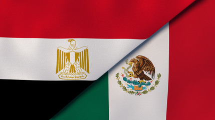 The flags of Egypt and Mexico. News, reportage, business background. 3d illustration