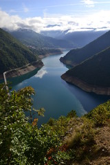 Obraz na płótnie Canvas Piva Lake(Pivsko Jesero) in Montenegro.
