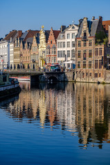Fototapeta premium Leie canal from the Vleeshuisburg, Ghent, Belgium