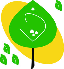 illustration of a tree with a drop shape with leaves