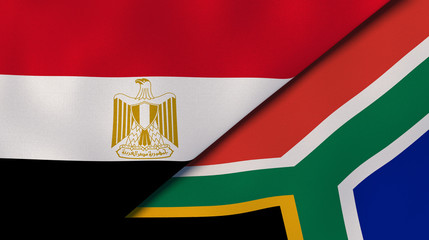 The flags of Egypt and South Africa. News, reportage, business background. 3d illustration