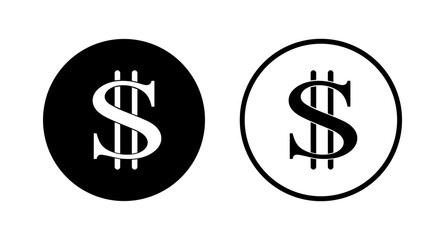 Dollar icon . White background. Isolated. Flat design. Money symbol. Vector illustration