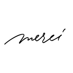 Merci calligraphic poster. Vector hand lettering. French word Thank you.