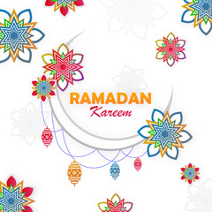 Ramadan Kareem festival of muslims, celebrate in the month of april, one month fast. Origami paper cut concept.
