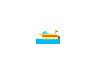 Speedboat vector flat icon. Isolated speed boat emoji illustration 