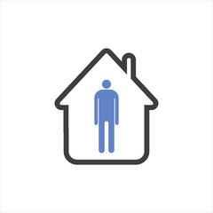 Man in house vector icons on white background.