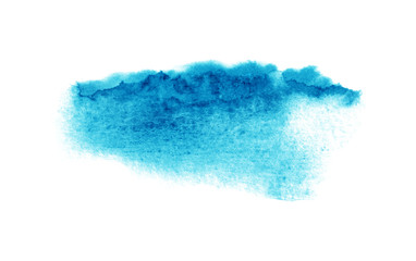 Abstract blue watercolor on white background.