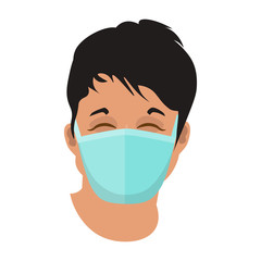Face of asian man in protective medical mask