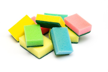 washcloths sponges on a white background