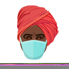 Face of indian man in protective medical mask