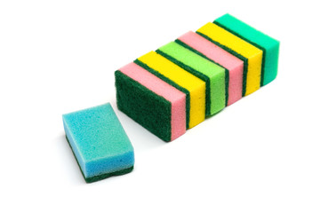 washcloths sponges on a white background