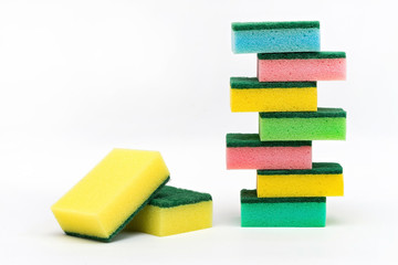 washcloths sponges on a white background