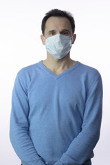 Man medical mask isolated studio. Coronavirus 2019-ncov covid-19 concept.