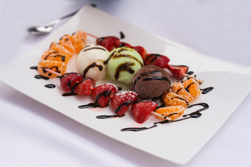 chocolate cake with fruits