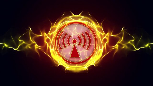 Non-ionizing Radiation Danger Symbols Animation, Rendering, Background, Loop, 4k
