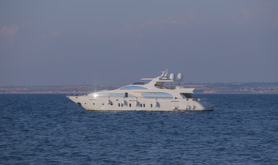 Fototapeta na wymiar yacht at sea on a sunny summer day
