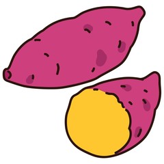Illustration of outlined sweet potatoes