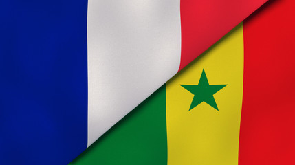 The flags of France and Senegal. News, reportage, business background. 3d illustration © Maksym Kapliuk