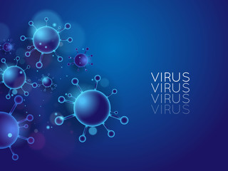 Coronavirus on a dark background with a neon effect
