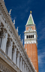 Fototapeta na wymiar Campanile with Biblioteca Nazionale Marciana, Venice / Italy