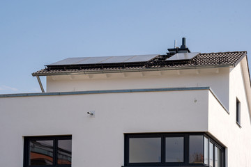 new modern house with sloping roof