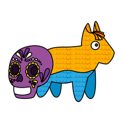 Mexican pinata and skull design, Mexico culture tourism landmark latin and party theme Vector illustration
