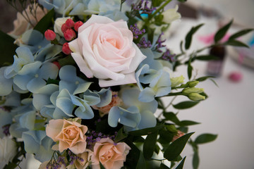 Delicate wedding bouquet of white and pink roses.Delicate wedding bouquet of white and pink roses