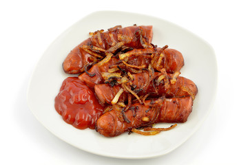 kiełbasa smażona z cebulą