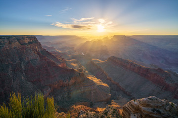 sunset at lipan point at the south rim of grand canyon in arizona, usa