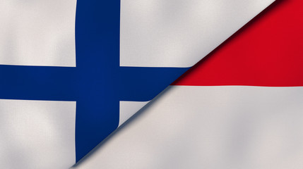 Obraz premium The flags of Finland and Monaco. News, reportage, business background. 3d illustration