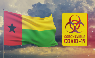 COVID-19 Visual concept - Coronavirus COVID-19 biohazard sign with flag of Austria. Pandemic 3D illustration.