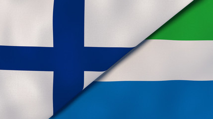 Obraz premium The flags of Finland and Sierra Leone. News, reportage, business background. 3d illustration