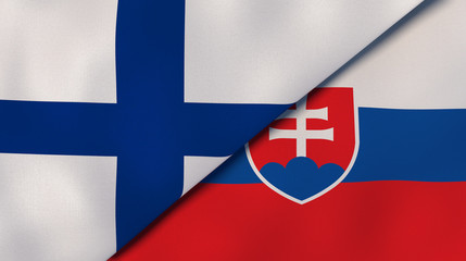 Obraz premium The flags of Finland and Slovakia. News, reportage, business background. 3d illustration