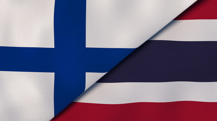 Obraz premium The flags of Finland and Thailand. News, reportage, business background. 3d illustration