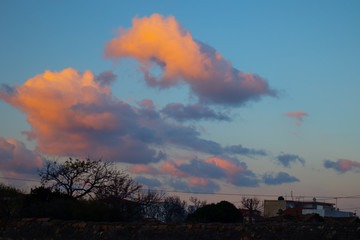 colorful sunset clouds at the beach