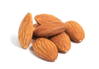 group of almonds isolated on white