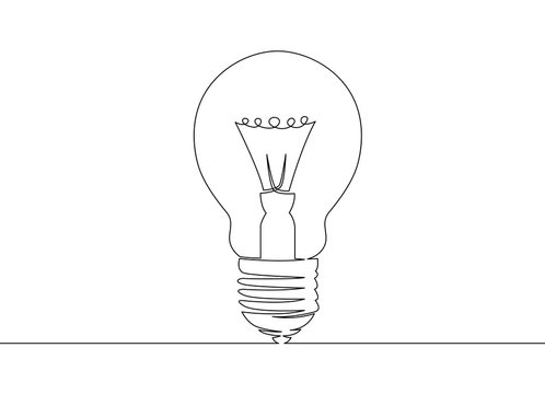 One continuous single drawn line art doodle bulb, idea, electric, lamp
