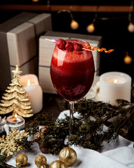 berry juice with raspberries on top