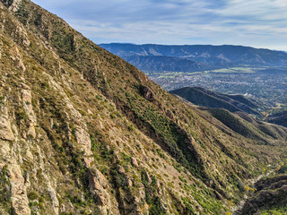 Cloudy skies over the dry rugged mountains of the Ojai valley