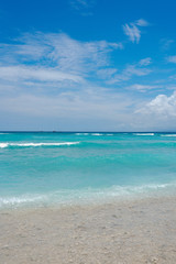 tropical beach with blue sky