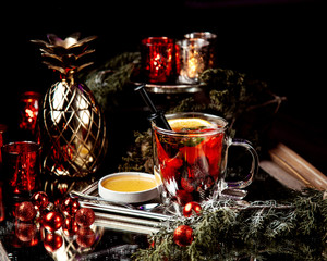 beverage with mixed berries inside