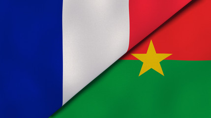 The flags of France and Burkina Faso. News, reportage, business background. 3d illustration