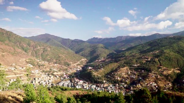 view from the top of the mountain Thimphu city Bhutan