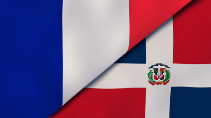 The flags of France and Dominican Republic. News, reportage, business background. 3d illustration