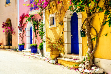 Most beautiful greek villages - colorful Assos in Cefalonia. Ionian islands of Greece