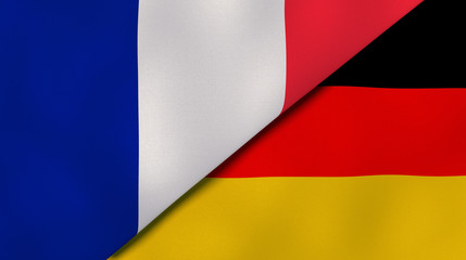 The flags of France and Germany. News, reportage, business background. 3d illustration