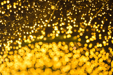 Gold christmas led light blurred bokeh background,Christmas and New Year holidays background